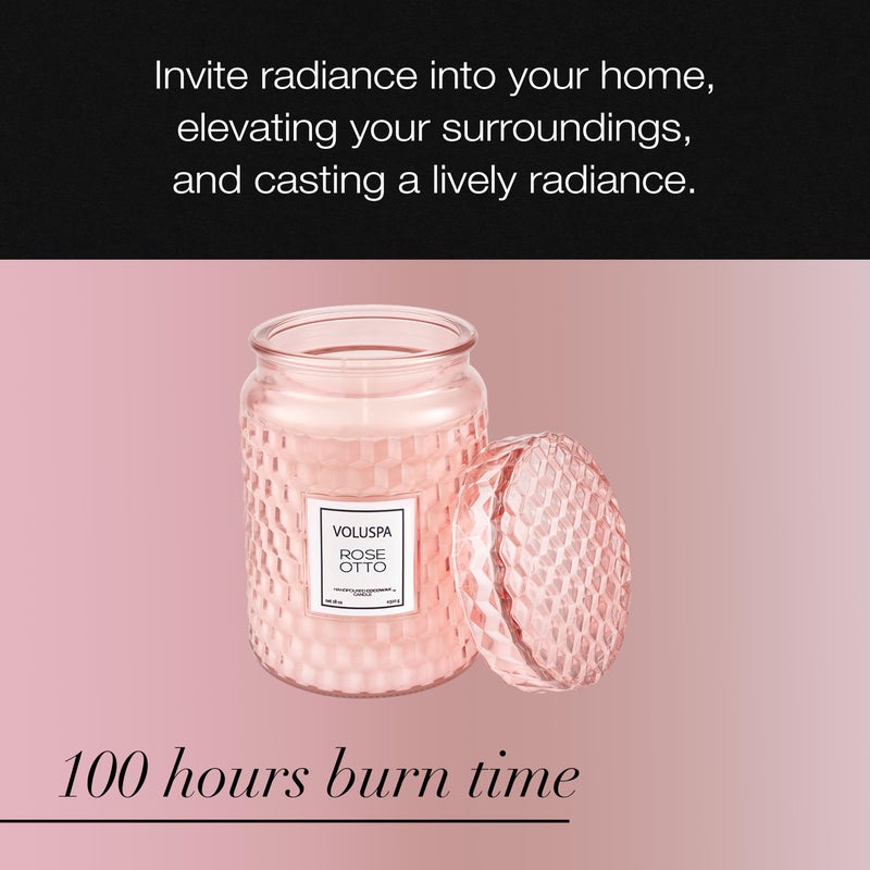 Voluspa Rose Otto, Large Candle Jar, 18 Ounce, 100 Hour Burn Time, Coconut Wax for Clean Burning, Handcrafted in The USA - Image 5